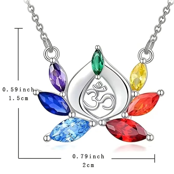 Lotus Rainbow Chakra necklace with OM - Picture 5 of 6